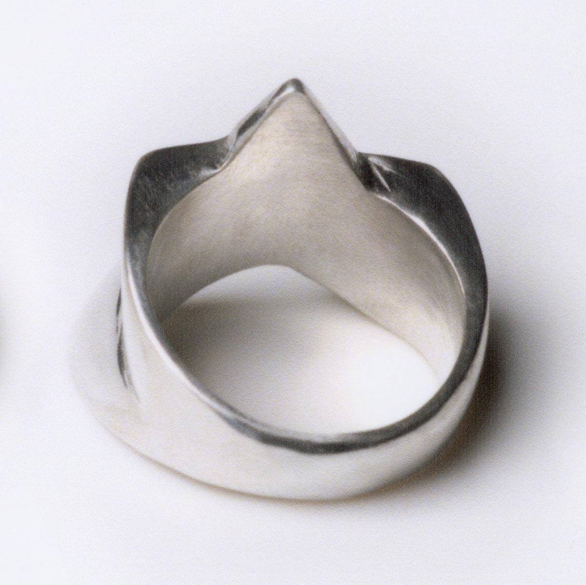 Silver ring on a white background